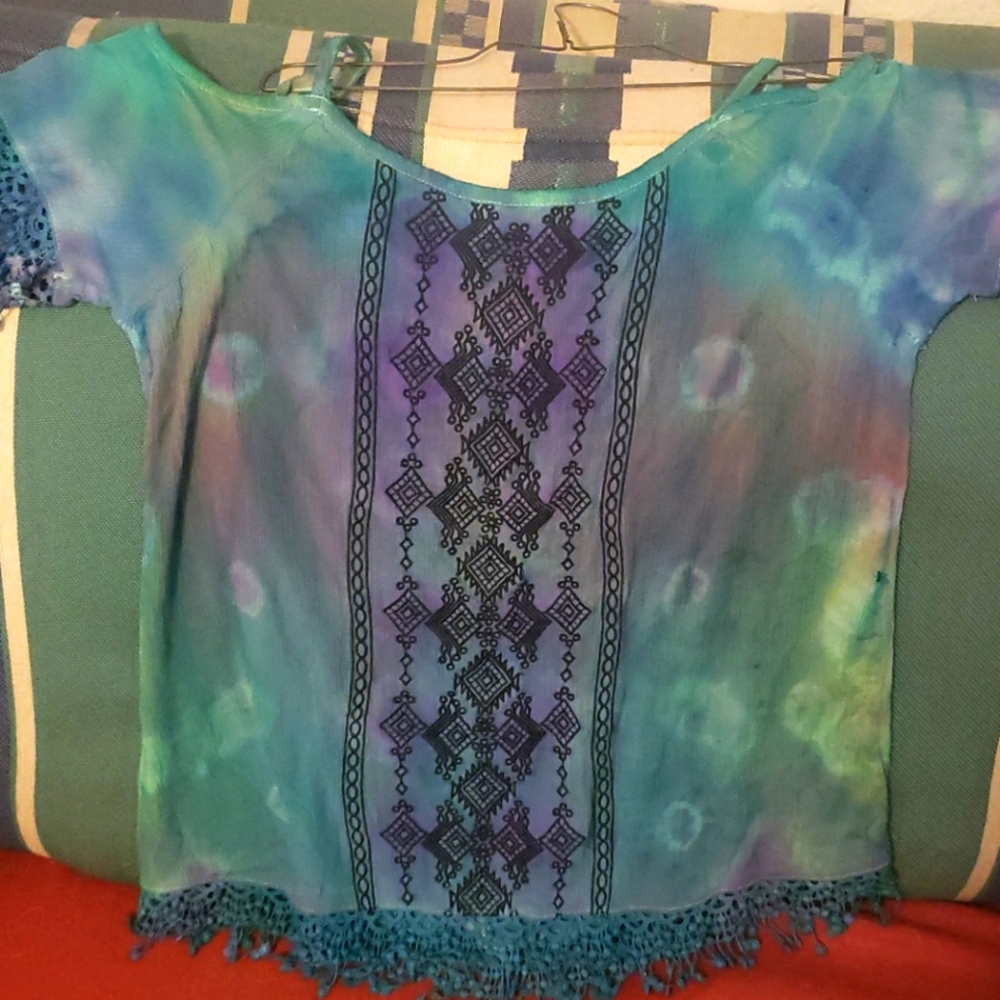 Freshly tie dyed rayon blouse